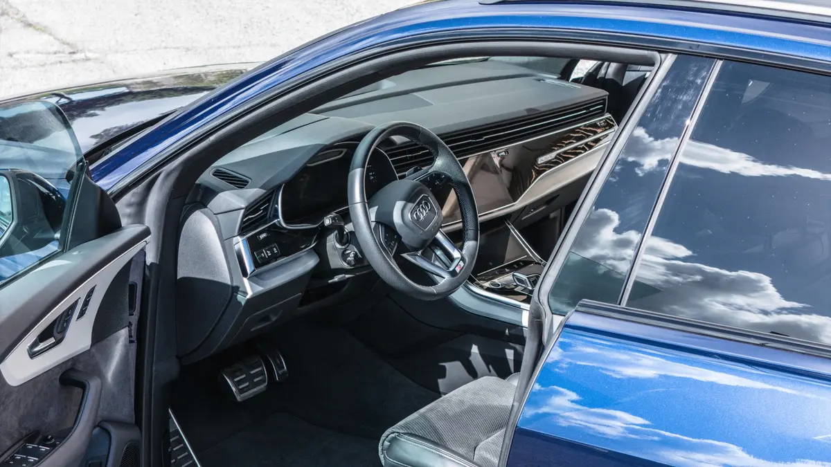 Audi Q8 55 TFSI 2022, interior — Cannes Lux Car Rental, Cannes. Effortless family runs from Mougins to the coast