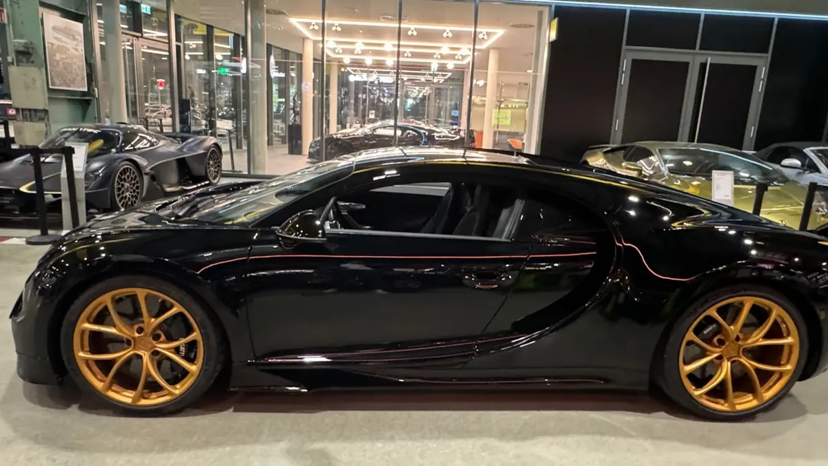 Bugatti Chiron 110 Ani 2019, exterior — Cannes Lux Car Rental, Cannes. Croisette sunrise runs before La Napoule traffic builds