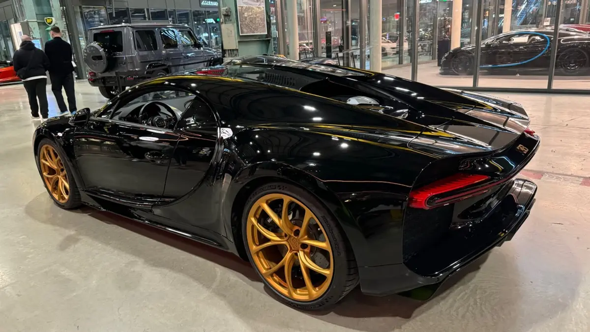 Bugatti Chiron 110 Ani 2019, front view — Cannes Lux Car Rental, Cannes. Croisette sunrise runs before La Napoule traffic builds