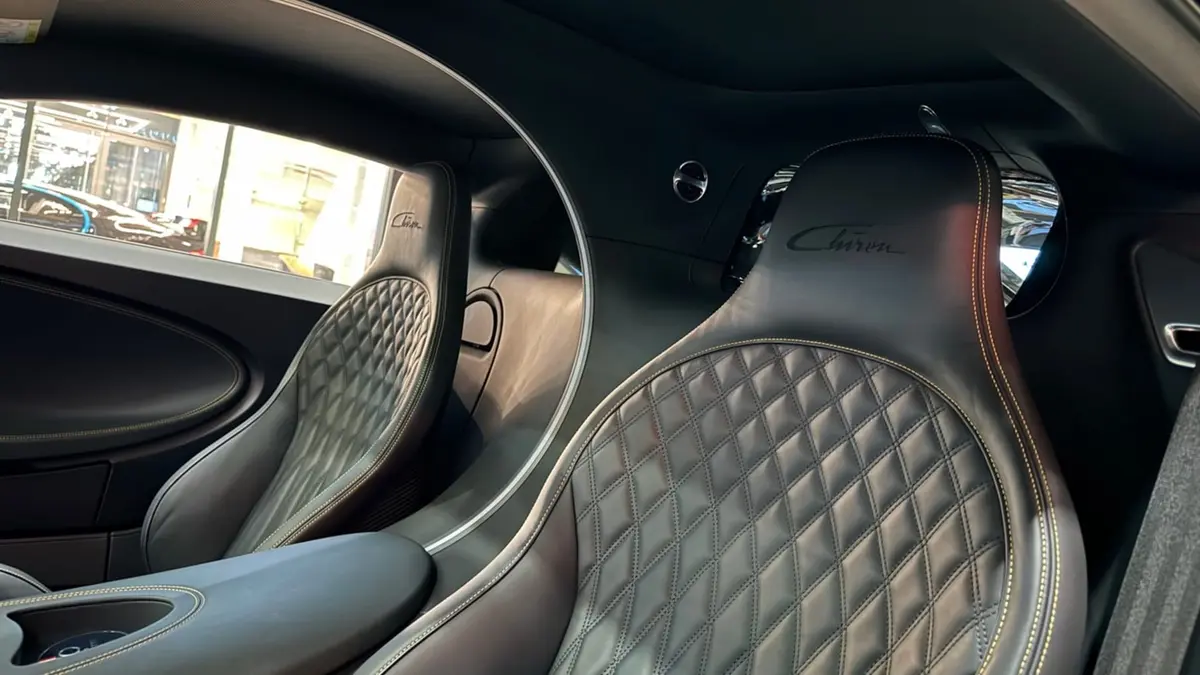 Bugatti Chiron 110 Ani 2019, dashboard — Cannes Lux Car Rental, Cannes. Croisette sunrise runs before La Napoule traffic builds