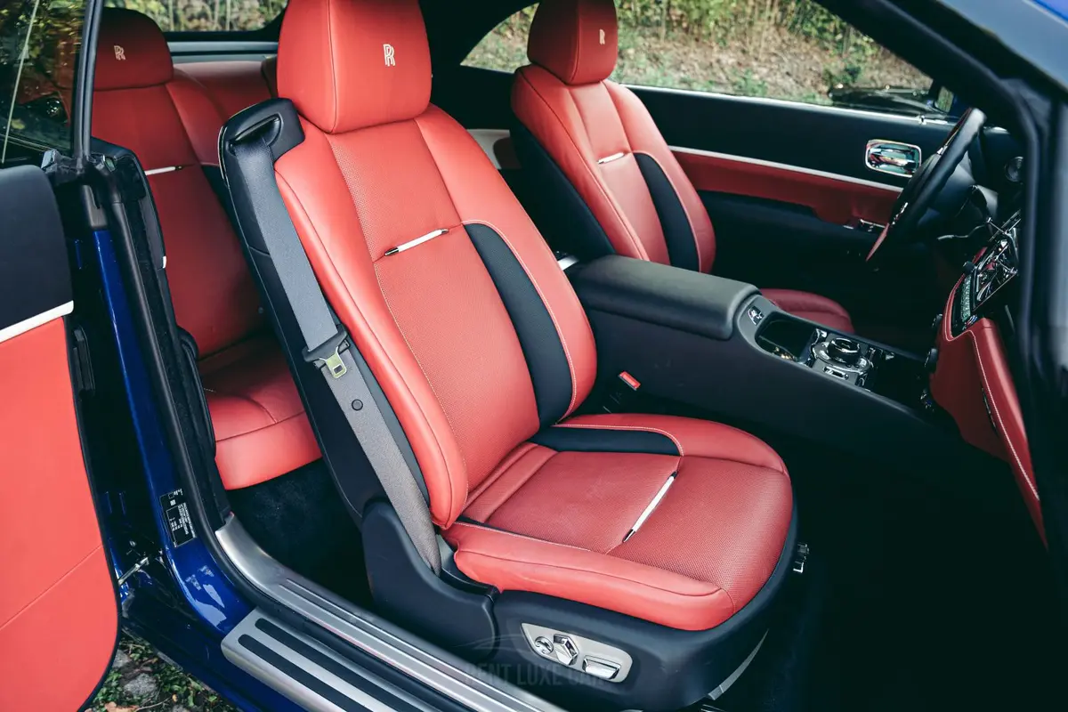 Rolls-Royce Dawn 2022, rear view — Cannes Lux Car Rental, Cannes. Top down along the Croisette at sunset
