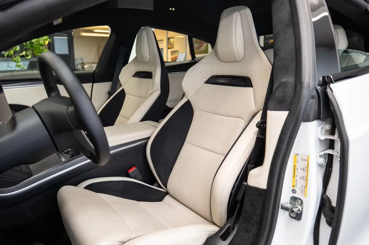 Tesla Model S Plaid 2025, rear view — Cannes Lux Car Rental, Cannes. Silent instant power for the Monaco business run